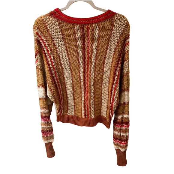 FP Show Me Love Sweet Child Boxy Combo Chunky Knit Sweater Pink Cream Beige, S - Picture 8 of 8